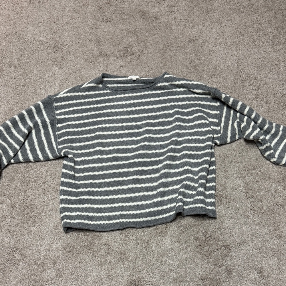 Piper and scoot Striped Gray and White Sweater